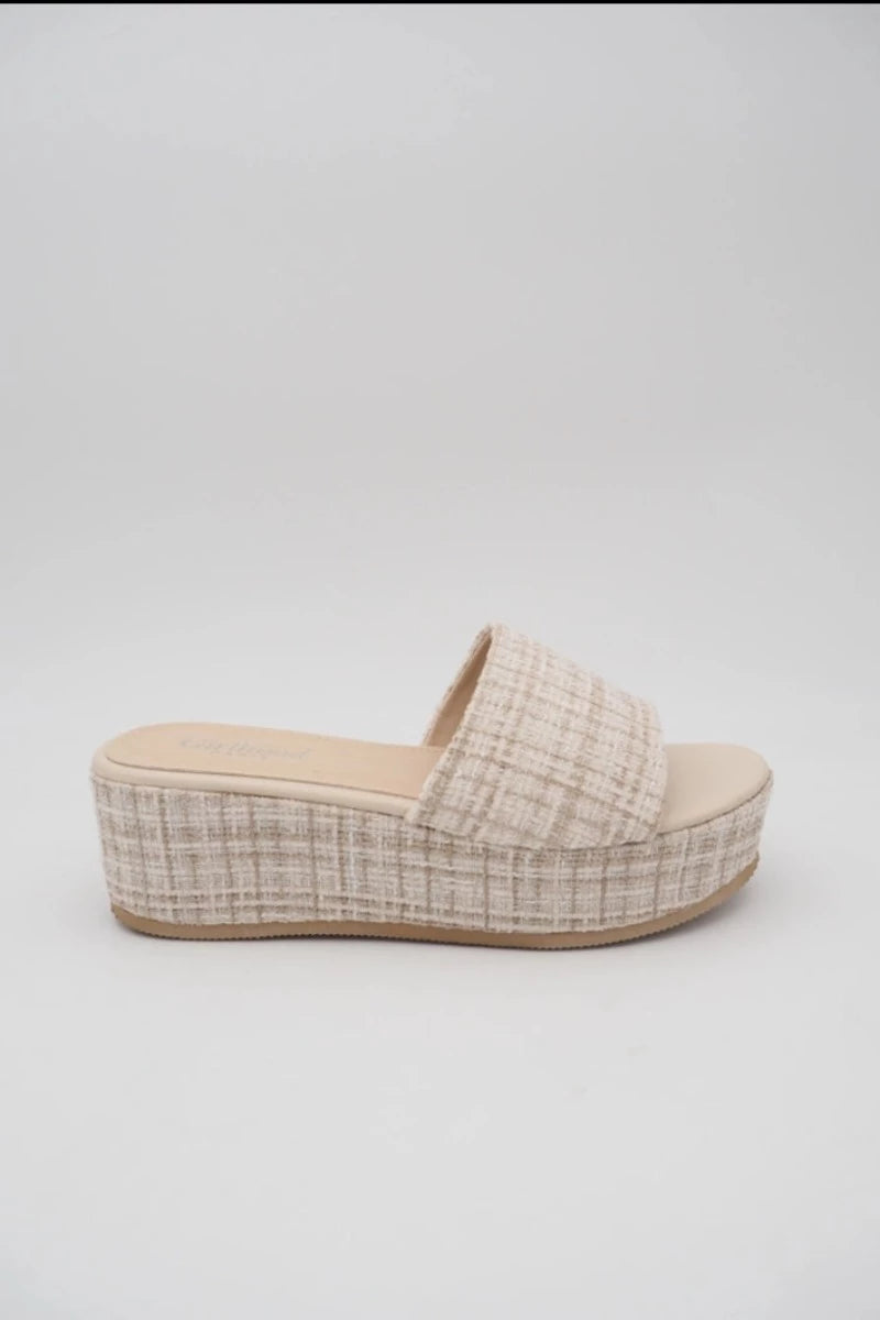 Zelie Tweed Wedge Mule Beige